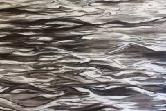 Dunkles Wasser aus der Serie Reise ins Ungewisse, 130 x 130 cm, Mischtechnik auf Leinwand, 2015, Teresidi Katerina