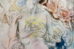 White Moon Goddess, ca.100 x 70cm, mixed media on canvas, 2022 Teresidi
