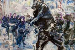 SOLD Demonstrations, 90 x 70 cm, Öl auf Leinwand, 2021, Teresidi Katerina