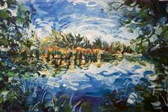 SOLD Gemälde Moved Nature, 60 x 100 cm, Öl auf Leinwand, 2020, Teresidi Katerina