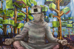 VR-Meditation, ca. 85 x 100 cm, Mischtechnik auf Leinwand, 2024
