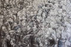 Ankunft in Europa - Reise ins Ungewisse, 130 x 130 cm, Öl auf Leinwand, 2015, Teresidi