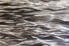 Gemälde Dunkles Wasser aus der Serie Reise ins Ungewisse, 130 x 130 cm, Mischtechnik auf Leinwand, 2015, Teresidi Katerina